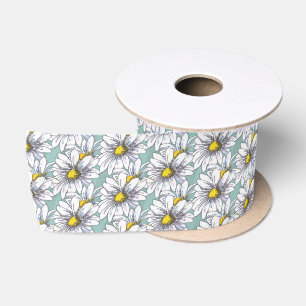 Aquarell-Blumen-Daisy-Entenei-Blau-Boho Satinband
