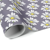 Aquarell-Blumen-Daisy-Lavendel-Boho Geschenkpapier (Rolleneckpunkt)