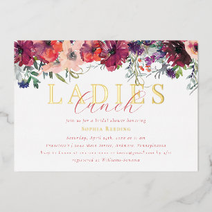 Aquarell-Blumen-Damen-Mittagessen-Braut-Shower-Gol Folieneinladung