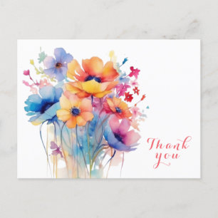 Aquarell-Blumen-Dankeschön  Postkarte