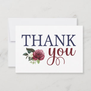 Aquarell-Blumen-Dankeskarte in Marineblau und Burg Dankeskarte