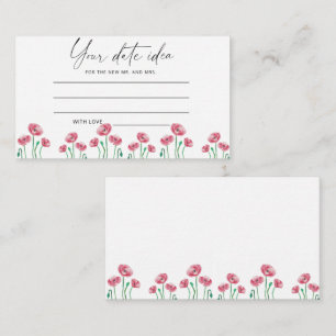 Aquarell-Blumen Date-Night-Ideen \ Date-Jar  Begleitkarte