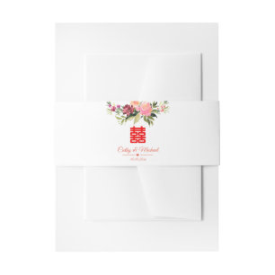 Aquarell-Blumen doppeltes Glück modernes Hochzeit Einladungsbanderole