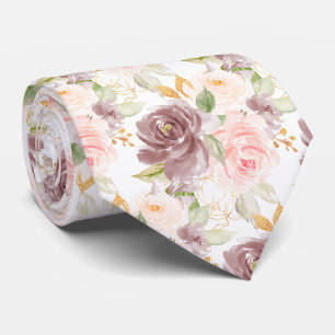 Aquarell-Blumen Dusty Rose Blush Rosa Rosen Krawatte