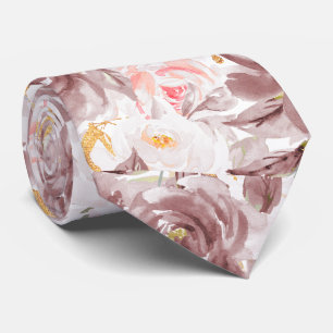 Aquarell Blumen Dusty Rose Blush Rosa Rosen Krawatte