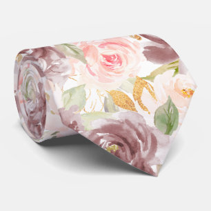 Aquarell Blumen Dusty Rose Blush Rosa Rosen Krawatte