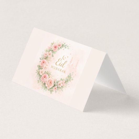 Aquarell-Blumen-Eid-Mubarak-Karte – Romantische Is (Vorderseite)