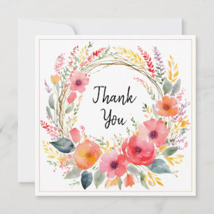 Aquarell Blumen Einfach Hübsch Danke Karte
