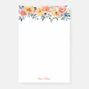 Aquarell Blumen Einkaufsliste INDIVIDUELL Post-it Klebezettel