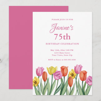 Aquarell-Blumen-Einladungen zum 75. Geburtstag Einladung