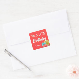 Aquarell-Blumen-Einladungstüten zum 30. Geburtstag Quadratischer Aufkleber
