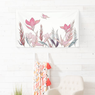 Aquarell-Blumen – Elegante Event-Dekoration Banner