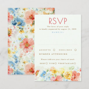 Aquarell-Blumen Elegante Hochzeits-RSVP RSVP Karte