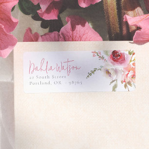 Aquarell-Blumen Elegante Schreibschrift Rücksendea