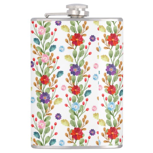 Aquarell-Blumen Farbige Muster-67488 Flachmann (Vorderseite)