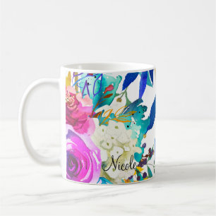 Aquarell-Blumen-Farbspritzer Spaß Helle Bunte Kaffeetasse