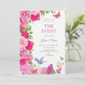 Aquarell-Blumen-Fauna-Blüte Einladung (Stehend Vorderseite)
