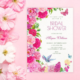 Aquarell-Blumen-Fauna-Blüten-Junggesellinnenabschi Einladung