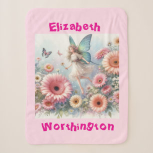 Aquarell-Blumen-Fee-Prinzessin-Typografie rosa Sherpadecke