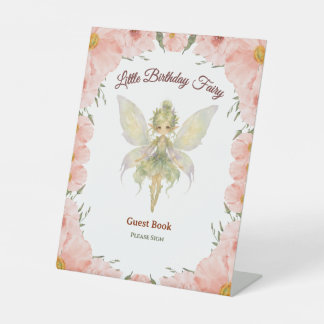 Aquarell-Blumen-Feengrußbuch zum Geburtstag Sockelschild