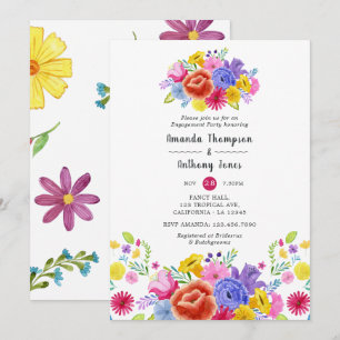 Aquarell-Blumen-Fest-Engagement-Party Einladung
