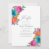 Aquarell-Blumen-Fiesta-Brautabschiedsparty Einladung (Vorderseite)