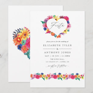 Aquarell-Blumen-Fiesta-Hochzeit Einladung