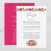 Aquarell-Blumen-Fiesta-Hochzeit Programm (Vorne/Hinten)