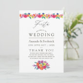 Aquarell-Blumen-Fiesta-Hochzeit Programm (Stehend Vorderseite)