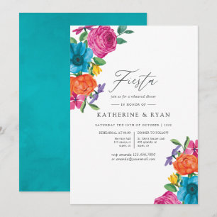 Aquarell-Blumen-Fiesta-Probeessen Einladung