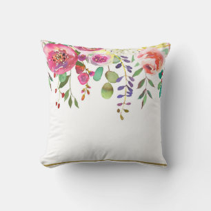 Aquarell Blumen Floral Modern Farbige Kräftige Kissen