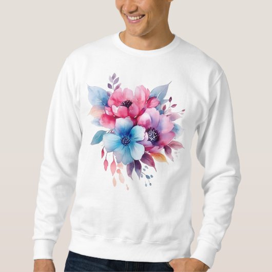 Aquarell-Blumen Florales Design Sweatshirt (Vorderseite)