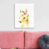 Aquarell-Blumen-Fohlen-Pferd Leinwanddruck (Insitu (Wohnzimmer))