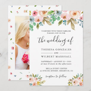 Aquarell-Blumen-Foto-Hochzeitseinladung Einladung