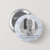 Aquarell-Blumen-Foto-Trauerfeier  Button (Vorne & Hinten)