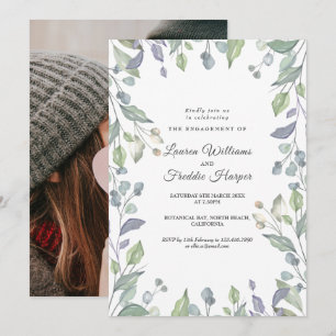 Aquarell-Blumen-Foto-Verlobungseinladung Einladung