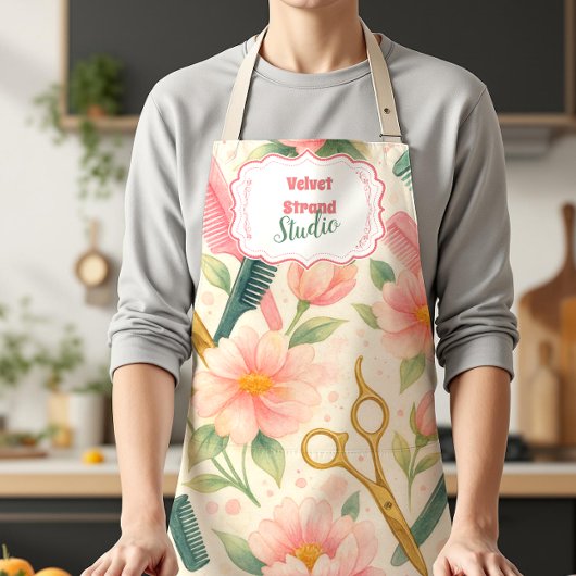 Aquarell-Blumen-Friseur-Geschäft Schürze