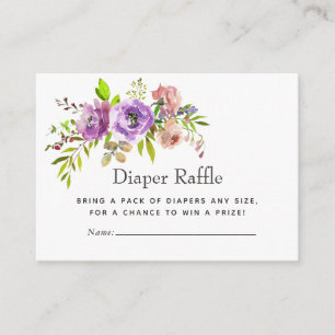 Aquarell-Blumen-Frühjahrs-Baby-Party-Windel-Raffle Begleitkarte