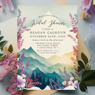 Aquarell-Blumen-Frühlingsgebirge-Brautparty Einladung