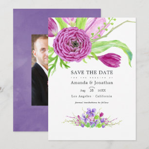 Aquarell-Blumen-Frühlingshochzeitsfoto Save The Date