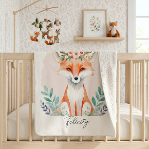 Aquarell-Blumen-Fuchs personalisiert Sherpadecke