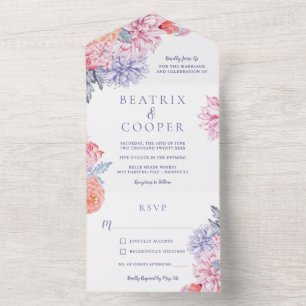 Aquarell Blumen Garten Florale Hochzeit All In One Einladung