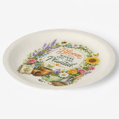 Aquarell-Blumen-Garten-Inspirationsdesign Pappteller (Schrägansicht)