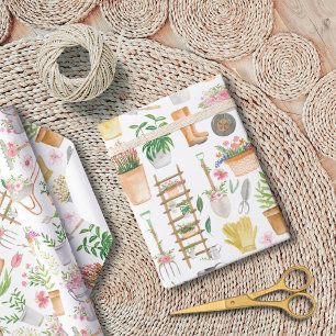 Aquarell Blumen Gartengeräte Garten Geschenkpapier