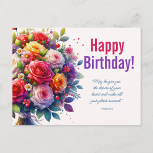 Aquarell-Blumen-Geburtstag Postkarte