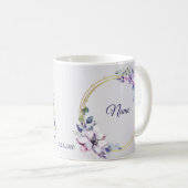 Aquarell Blumen Geometrisch Golden Lila Hochzeit Kaffeetasse (VorderseiteRechts)