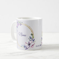 Aquarell Blumen Geometrisch Golden Lila Hochzeit