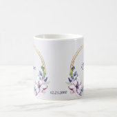 Aquarell Blumen Geometrisch Golden Lila Hochzeit Kaffeetasse (Mittel)
