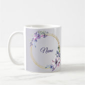 Aquarell Blumen Geometrisch Golden Lila Hochzeit Kaffeetasse (Links)