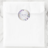 Aquarell Blumen Geometrisch Golden Lila Hochzeit Runder Aufkleber (Tasche)